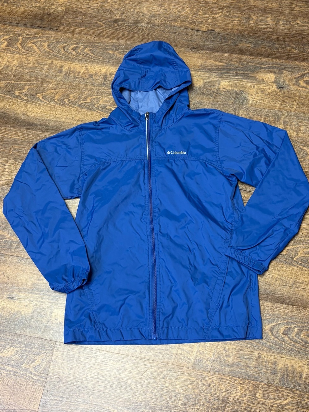 Columbia Glennaker Hooded Rain Jacket Youth Boys Large 14-16 Blue Lightweight